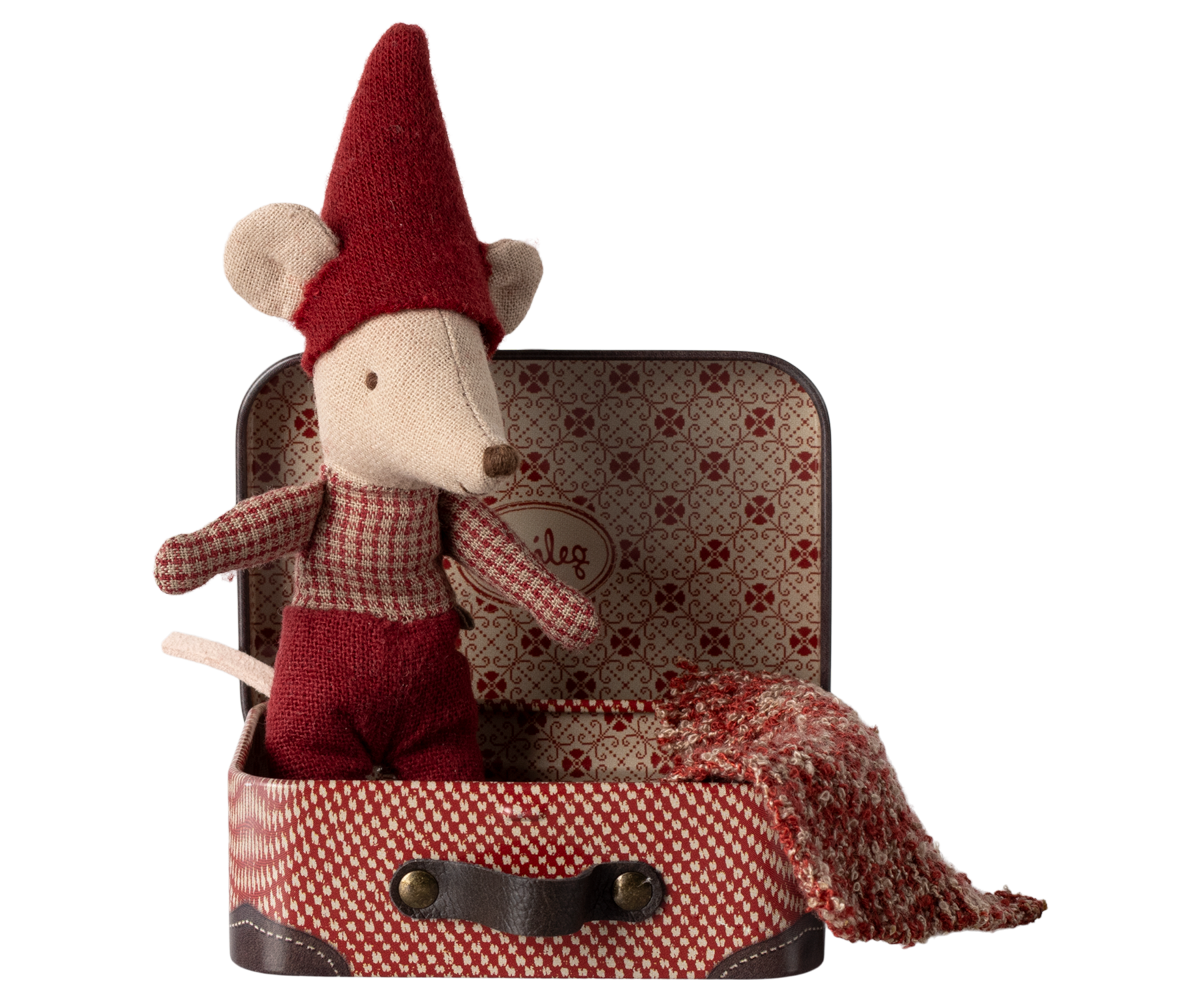 Maileg Christmas Mouse Baby in a Suitcase