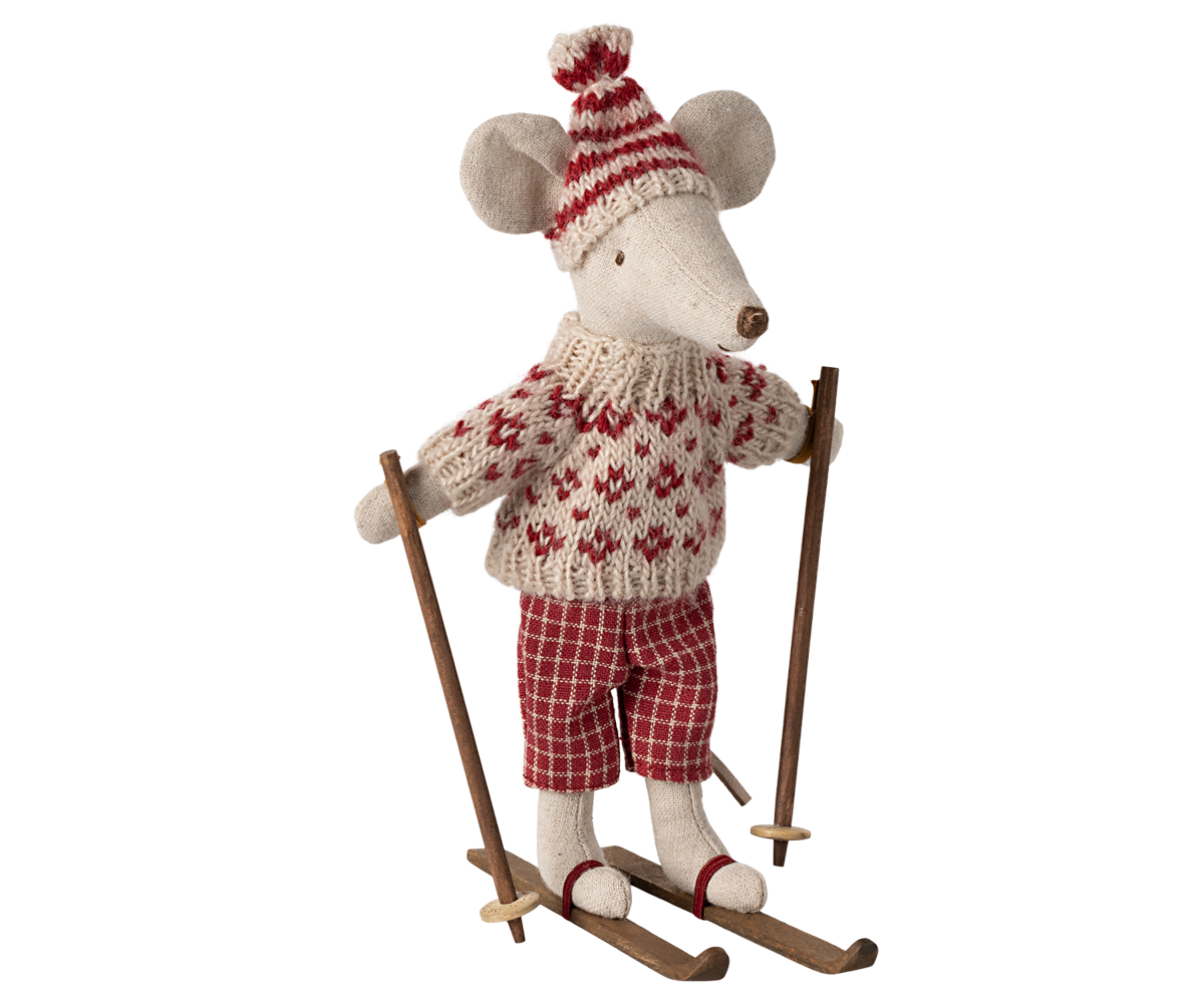 Maileg Mum Winter Mouse with Ski Set