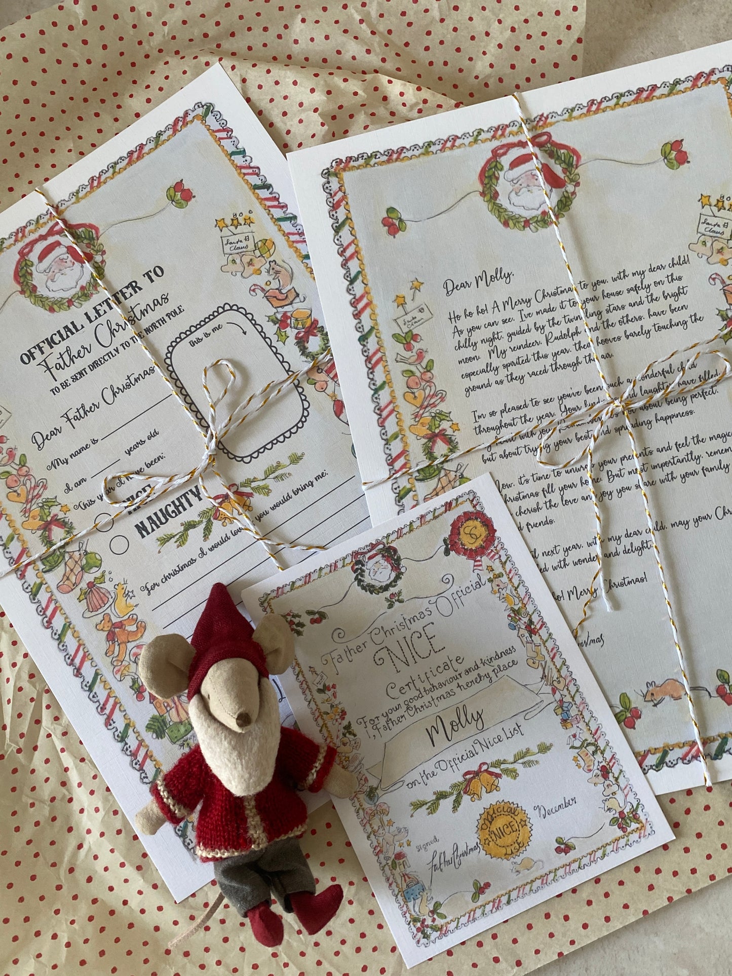 Personalised Christmas Stationery: Santa Letter, Certificate and Maileg Santa