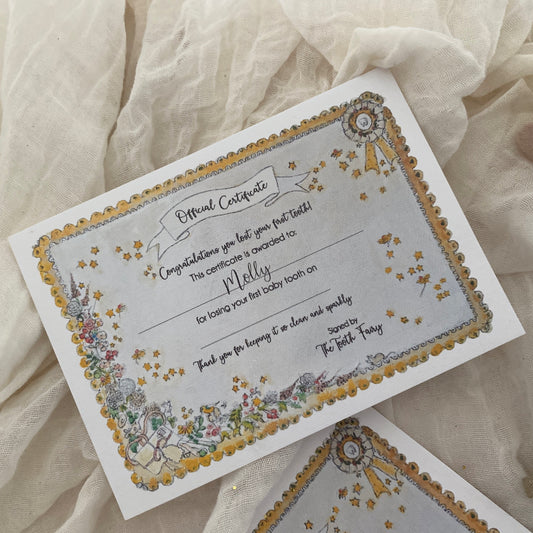 Personalised Tooth Fairy Certificate