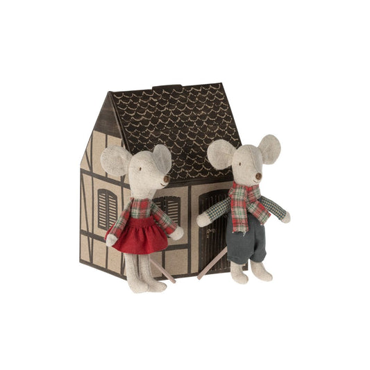 Maileg FW23 Winter mice twins with a little house