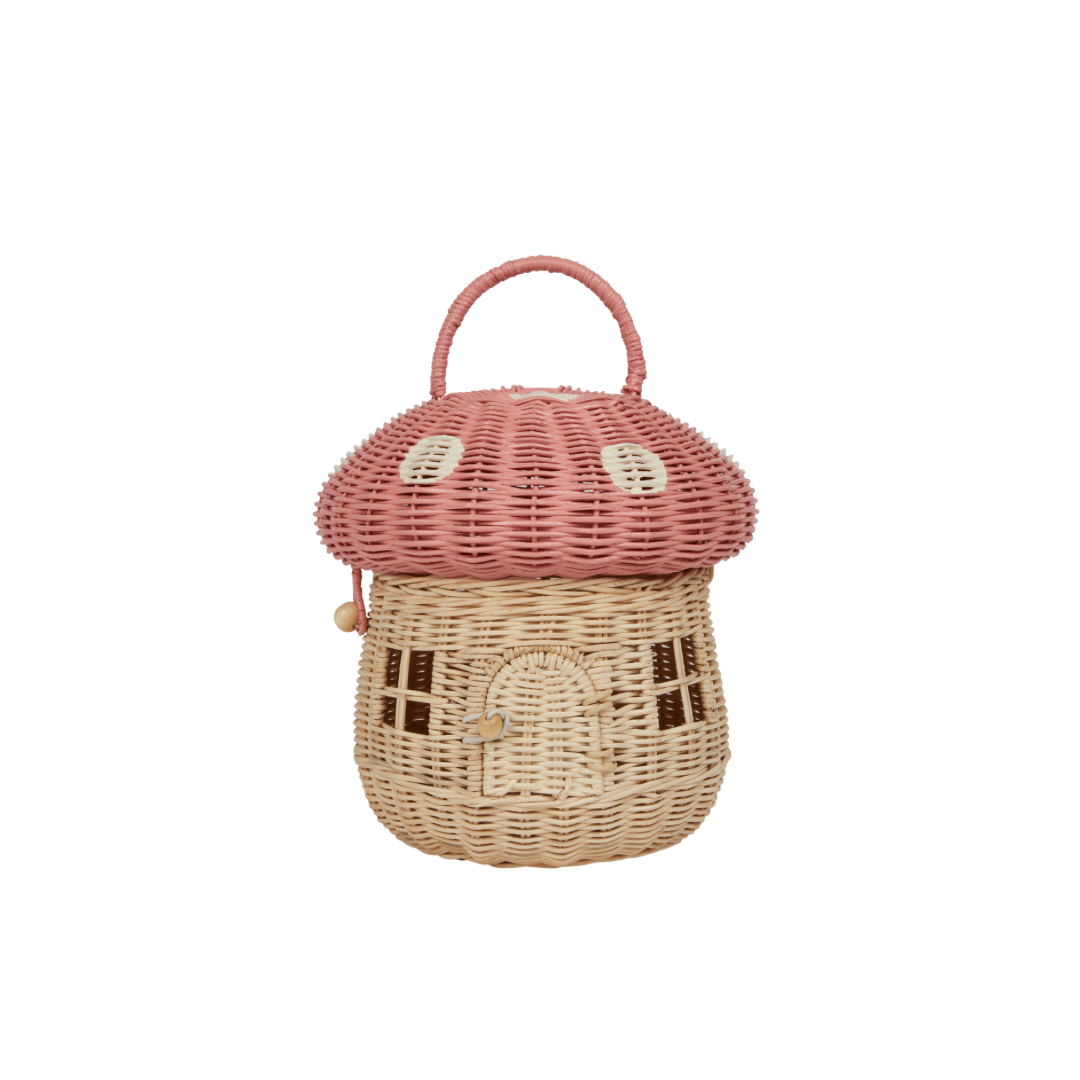 Olli Ella Rattan Mushroom Basket - Musk