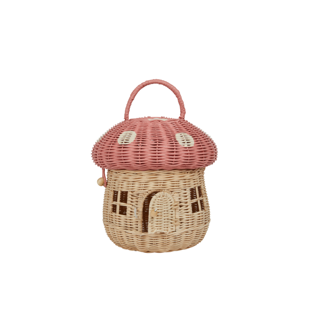 Olli Ella Rattan Mushroom Basket - Musk