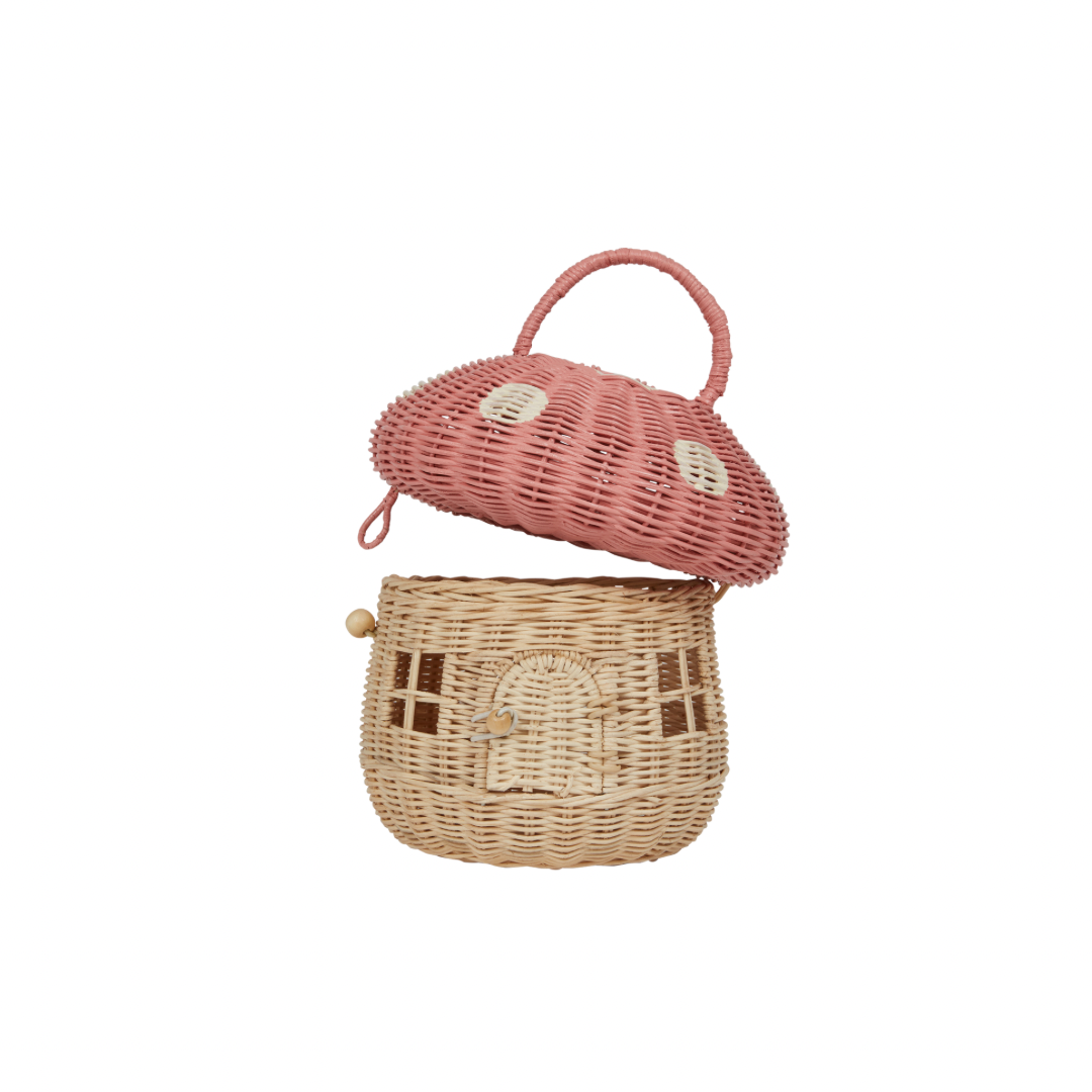 Olli Ella Rattan Mushroom Basket - Musk