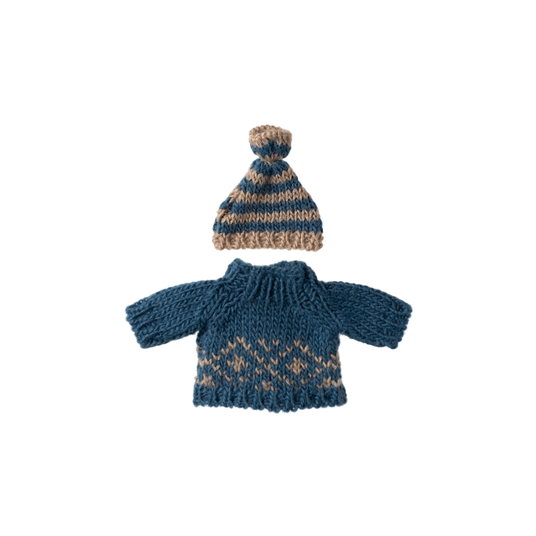 Maileg Dad Mouse Knitted Sweater and Hat Clothes