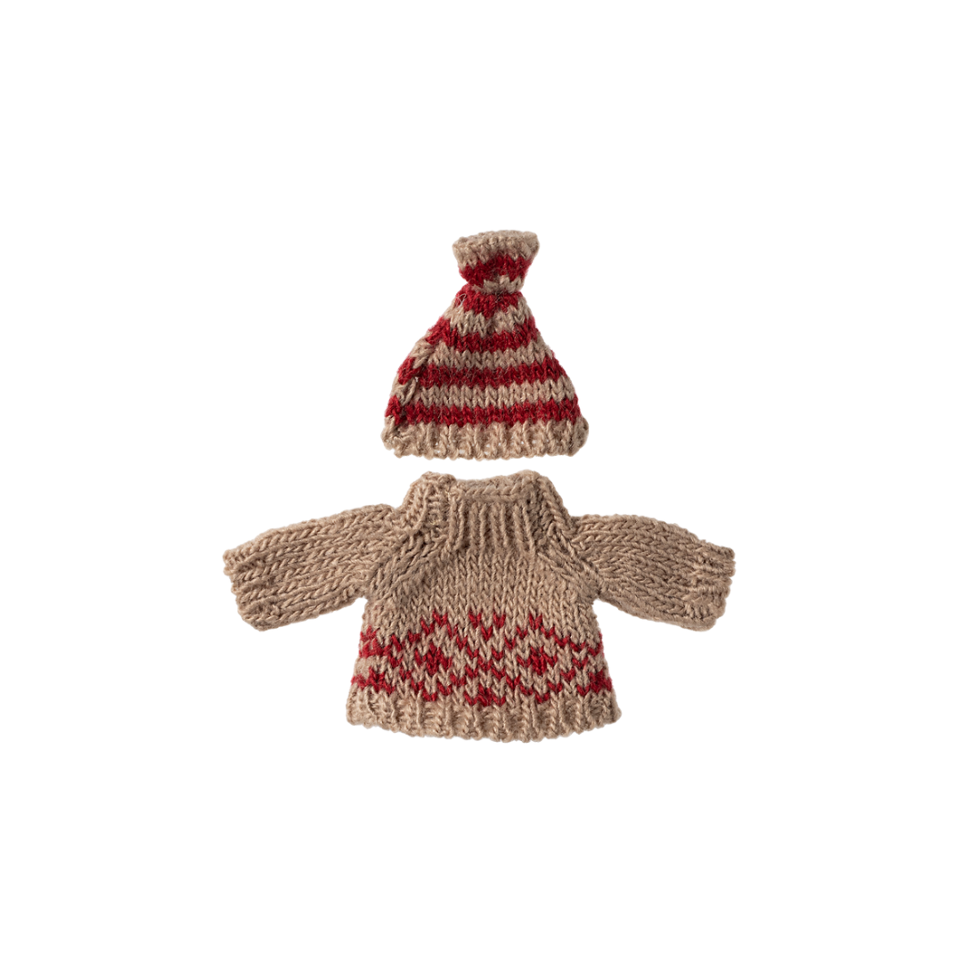 Maileg Mum Mouse Knitted Sweater and Hat Clothes