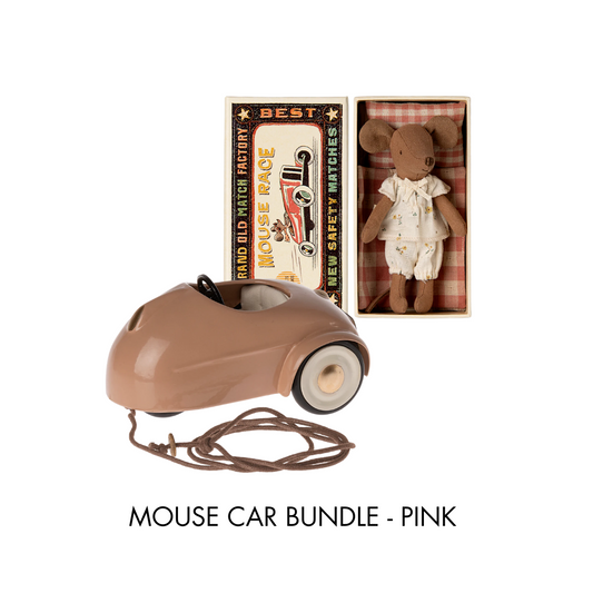 Maileg Mouse Car Bundle, Powder Pink