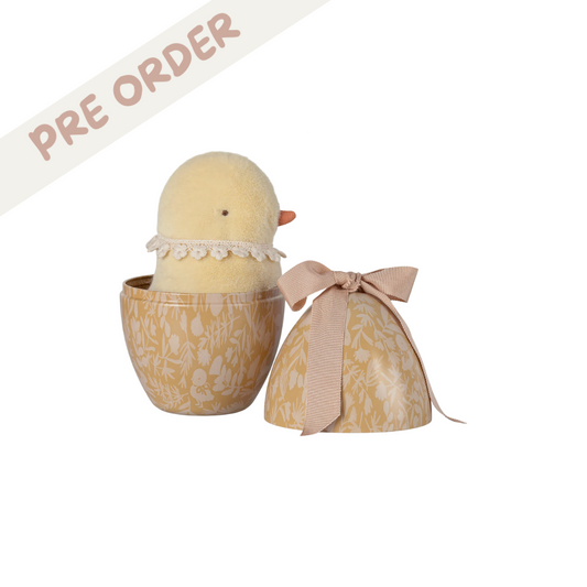 Maileg Easter decorative egg with soft plush chicken soft toy gift set, from Maileg SS25 collection, pre-order now