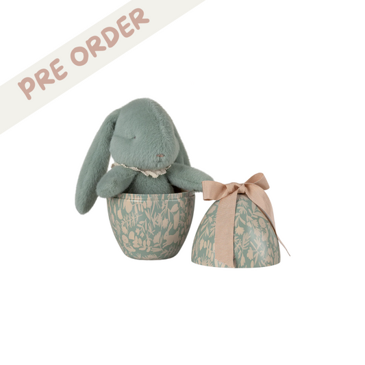 Maileg Easter mint decorative egg with soft plush pink bunny soft toy gift set, from Maileg SS25 collection, pre-order now