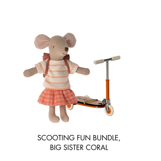 Maileg Scooting Fun Bundle, Big Sister Coral