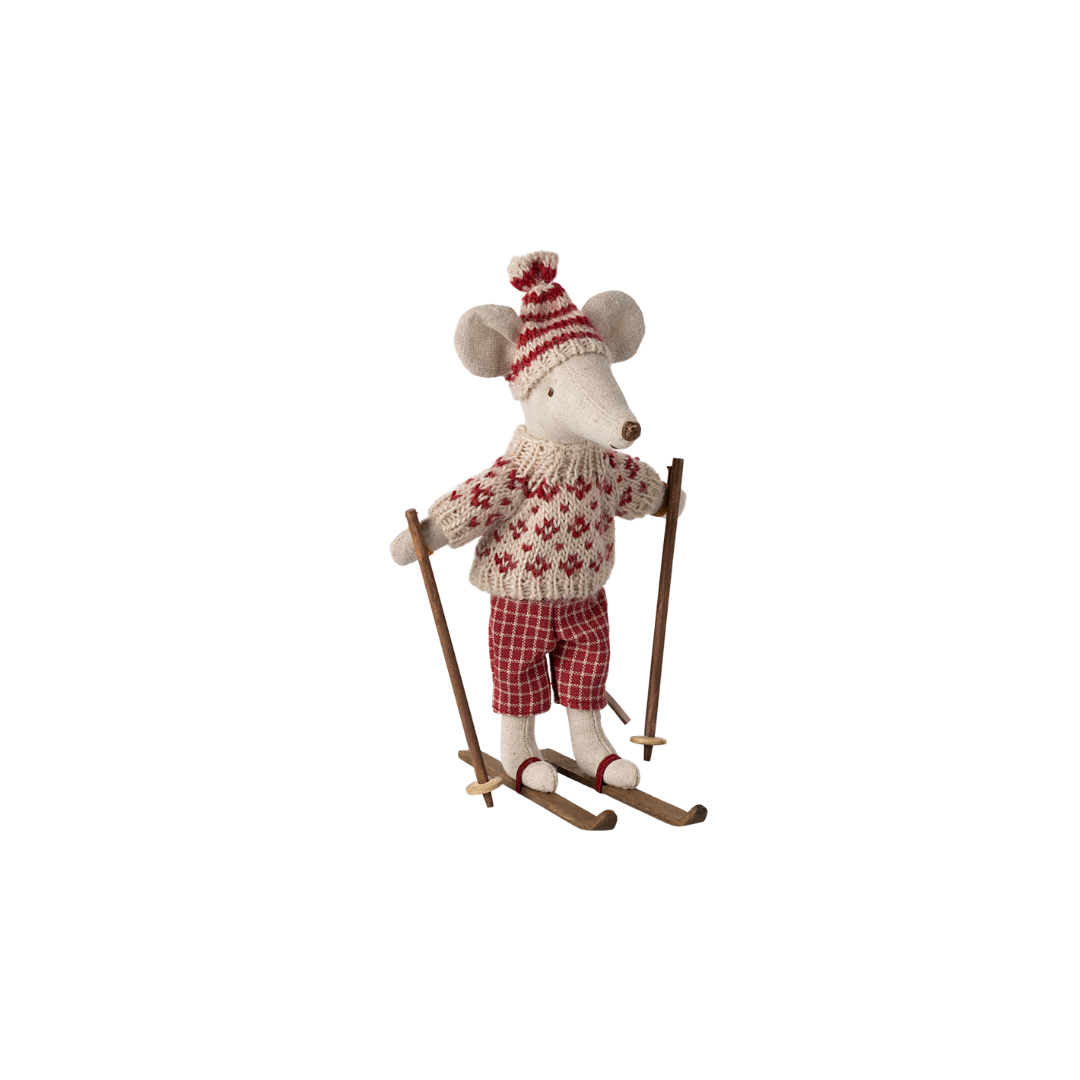 Maileg Mum Winter Mouse with Ski Set