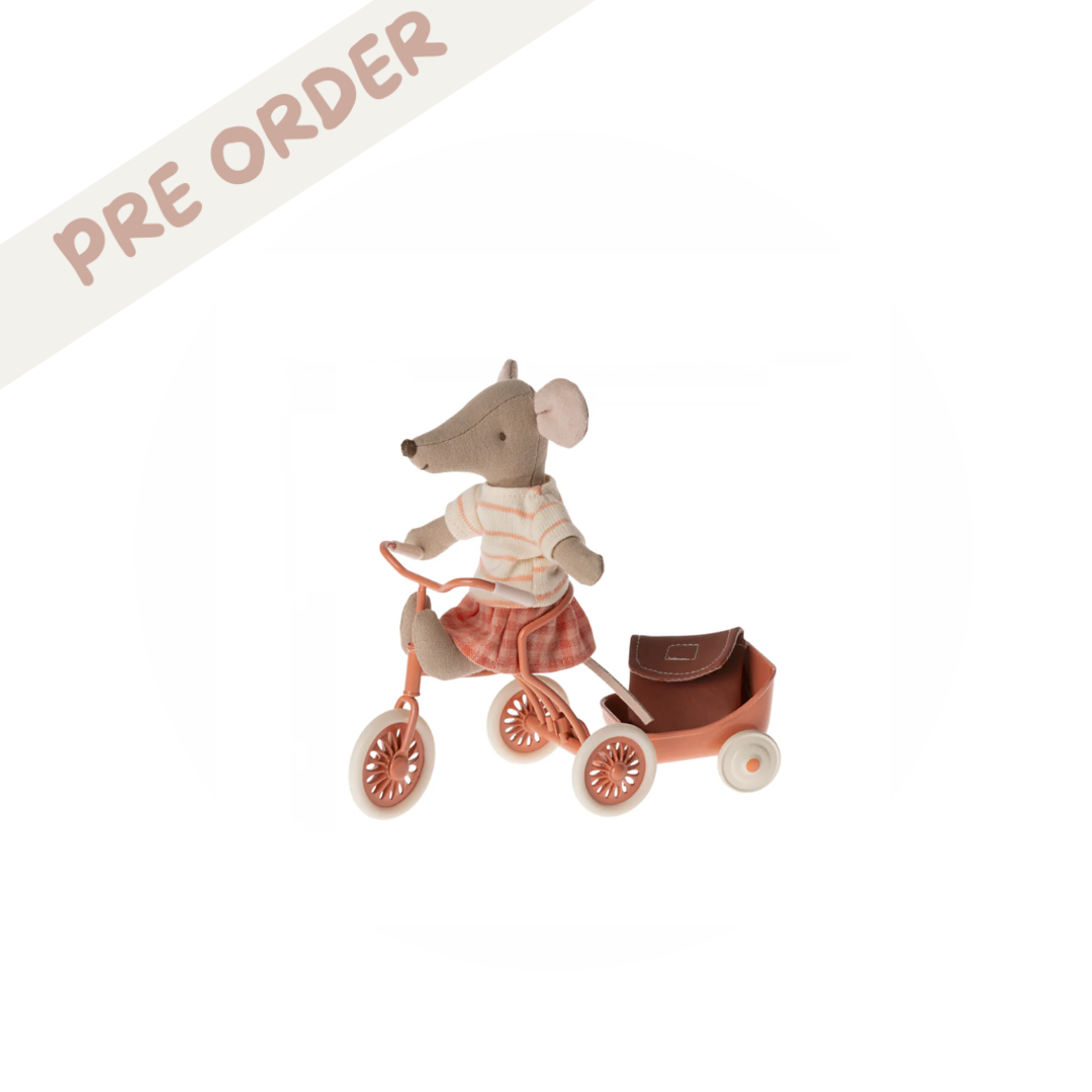 Maileg Tricycle Mouse Gift Set - Coral