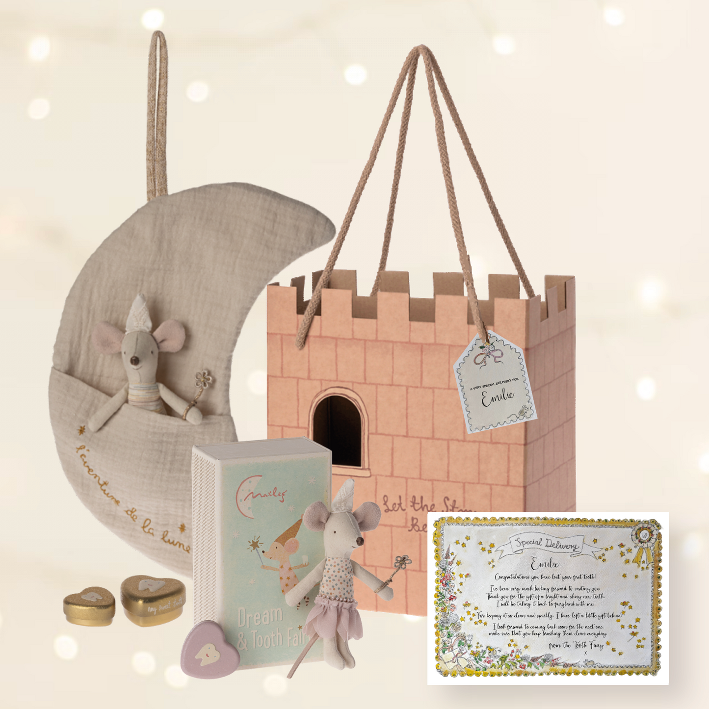 Maileg SS24 Tooth Fairy Mouse, Little Sister, Luxury Gift Set