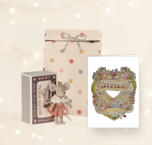 Maileg Sister Gift Set: Princess Mouse, Card & Bag